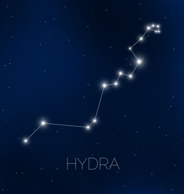 Hydra constellation in night sky clipart