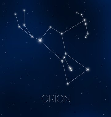 Orion constellation in night sky clipart