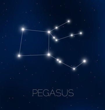 Pegasus constellation in night sky clipart