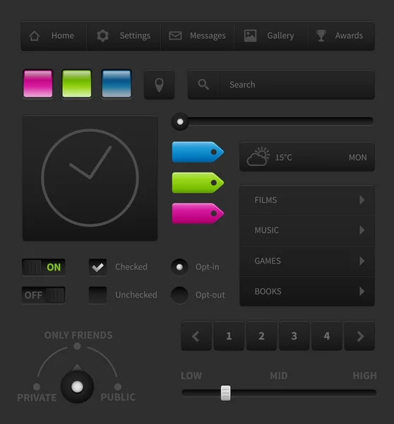 Dark Interface utilisateur — Image vectorielle