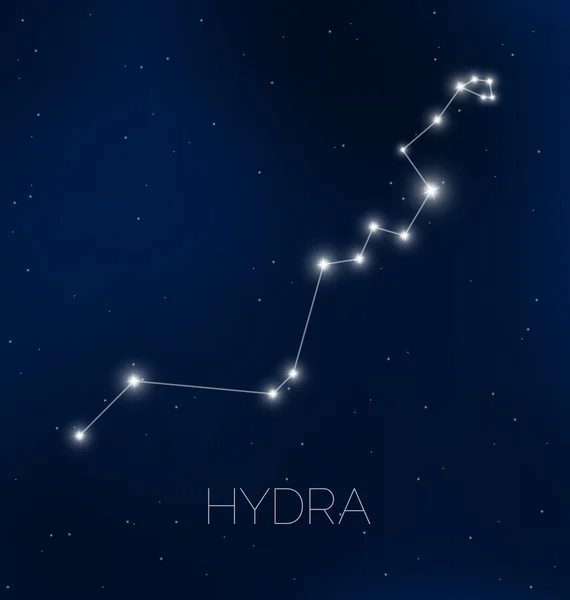 Constelación de Hydra en el cielo nocturno — Vector de stock