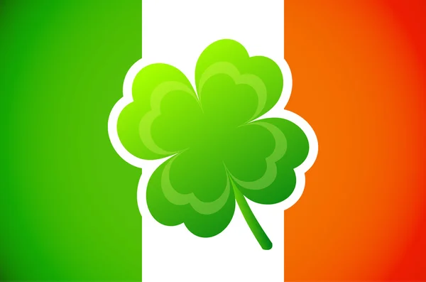 爱尔兰国旗与四片叶子的三叶草 — 图库矢量图片