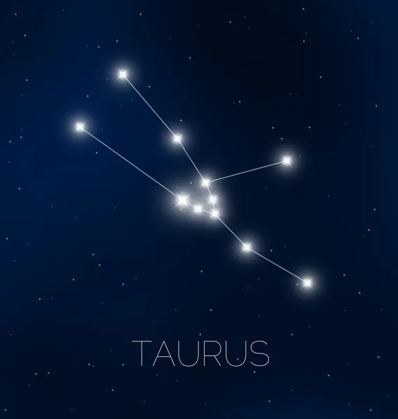 Taurus csillagkép az éjszakai égbolton — Stock Vector
