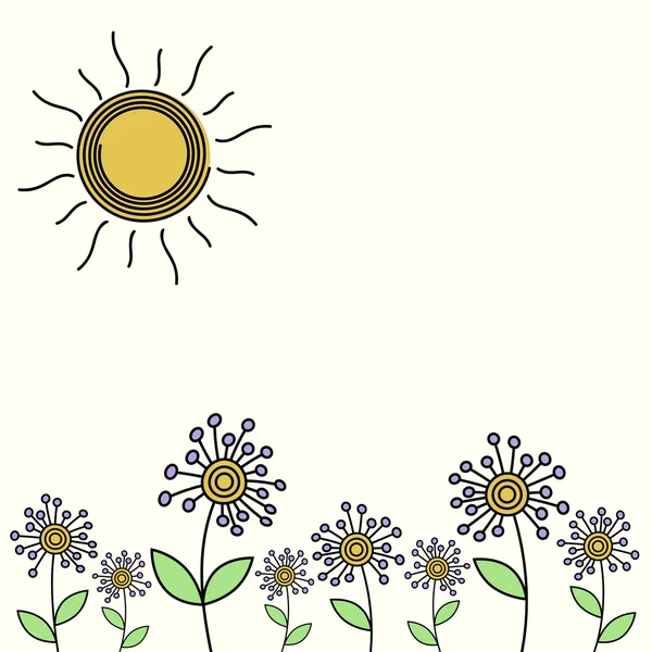 Tarjeta de campo de flores — Vector de stock