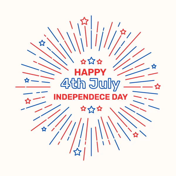 Ευτυχισμένη Ημέρα Ανεξαρτησίας Ευχετήρια κάρτα, στυλ περίγραμμα. — Διανυσματικό Αρχείο