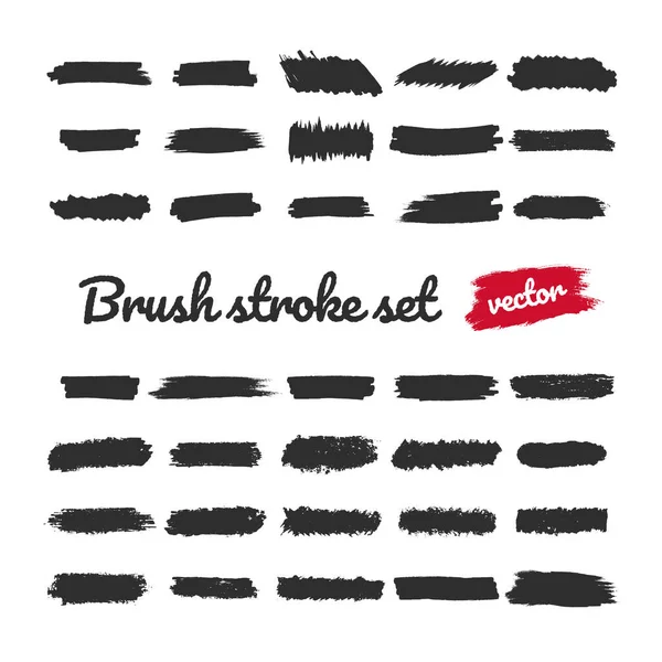 Big Collection Black Paint Ink Brush Strokes Brushes Lines Dirty — Archivo Imágenes Vectoriales