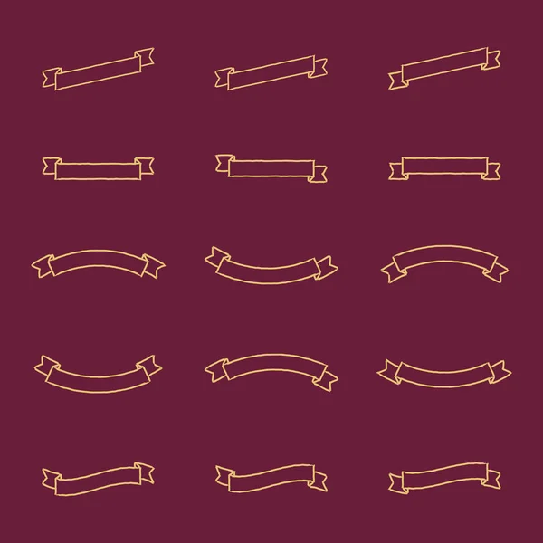 Set Outline Ribbons Graphic Elements Vintage Brush Stroke Ribbons Collection — 스톡 벡터