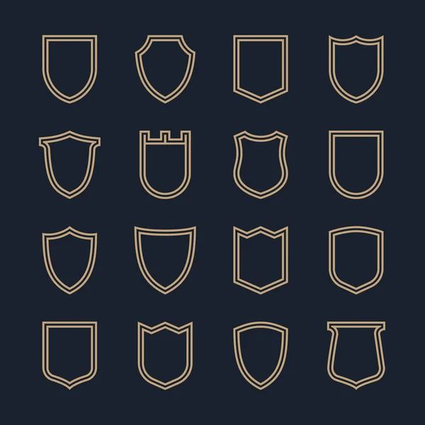 Collection Outline Shield Icon Vector Template Isolated Security Logo Design — Stock Vector