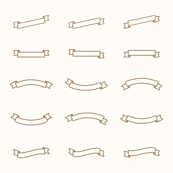 Set Outline Ribbons Graphic Elements Vintage Brush Stroke Ribbons Collection — 스톡 벡터