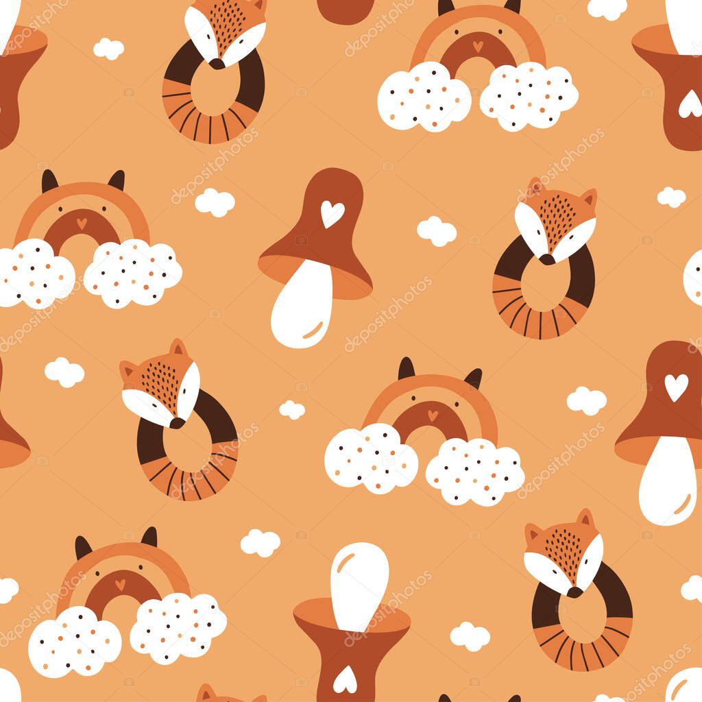 Baby seamless pattern. Backdrop with tools for newborn babies on white background. 