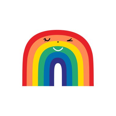 Gökkuşağı renkli çizgi film. Vektör el çizimi resimleme