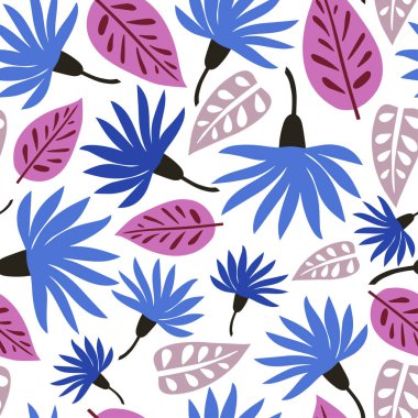 Beyaz bir arka planda botanik kusursuz desen. Kağıt, kumaş, iç dekorasyon ve daha fazlası için tasarım. Çiçek arka planı.