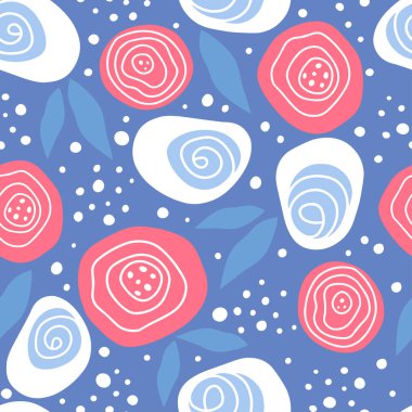 Çiçeksel, soyut, pürüzsüz desen. Çiçek açan çiçekler, çiçek kağıtları, Bahar Albümü. Vektör illüstrasyonu.