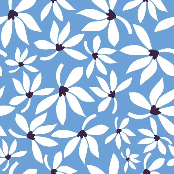 Patrones Florales Sin Costura Sobre Fondo Azul Diseño Vectorial Para — Vector de stock