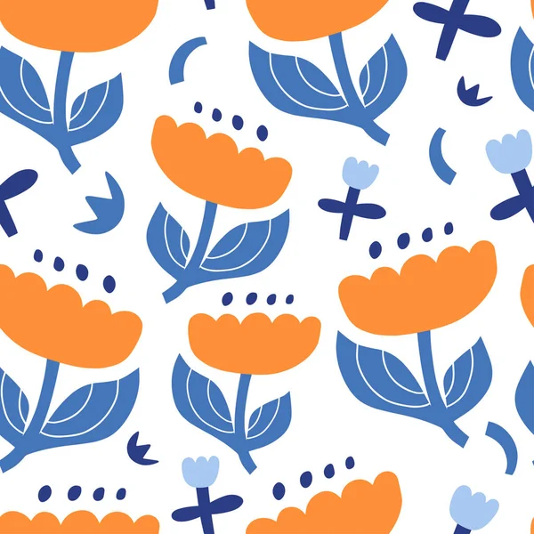 Floral abstract seamless patterns. Vector modern design for paper, cover, fabric, interior decor and more. Hand drawn illustration.
