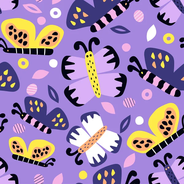 Fond Moderne Avec Des Fleurs Des Papillons Dans Style Floral — Image vectorielle