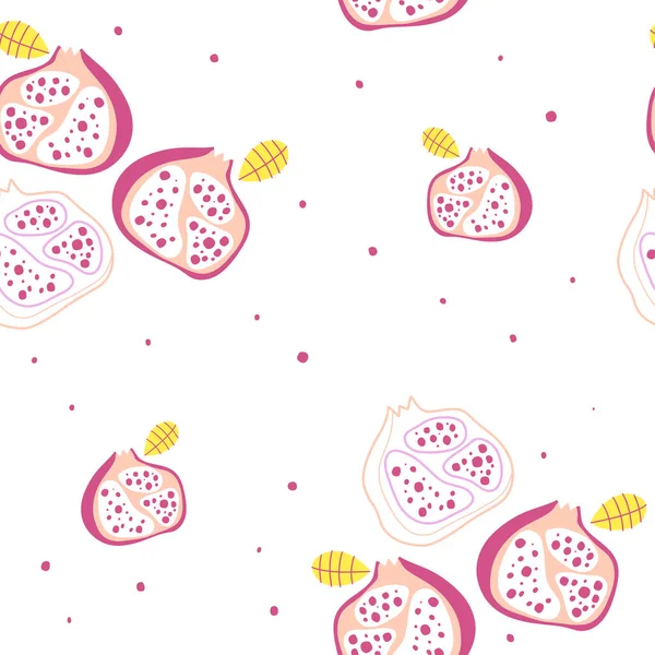 Seamless Pattern Pomegranate White Background Beautiful Fruit Pattern Wallpaper Textile — Vettoriale Stock