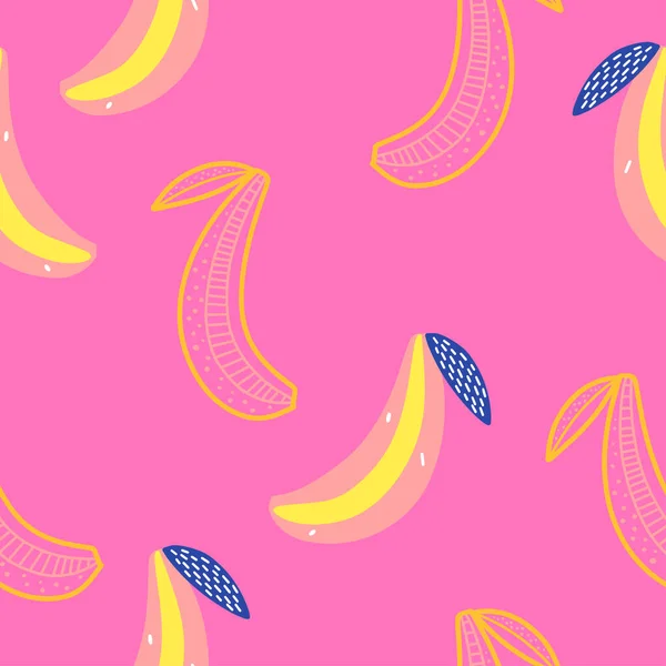 Nahtloses Muster Mit Bananen Cartoon Stil Moderner Hintergrund Für Babytextilien — Stockvektor