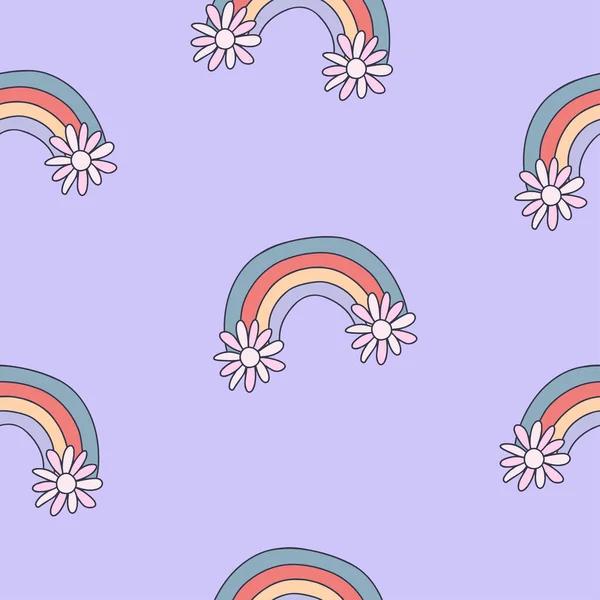 Seamless Vintage Pattern Rainbow Liberty Print Elegant Template Trendy Children — ストックベクタ