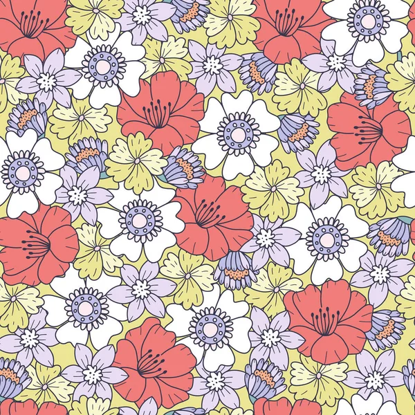 Kırmızı çiçekli güzel bir arka plan. Liberty tarzında kusursuz bir desen. Modaya uygun çiçek deseni