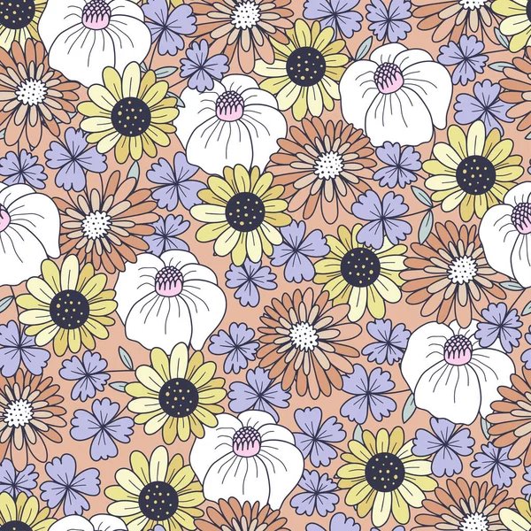 Seamless Floral Pattern Vintage Style Vector Design Paper Cover Fabric — Image vectorielle