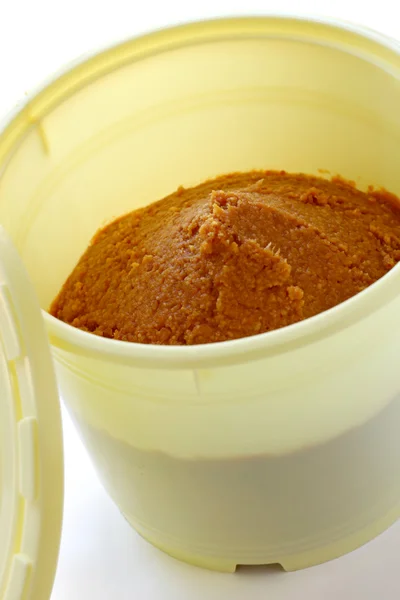 Homemade miso in a barrel — Stock Photo, Image