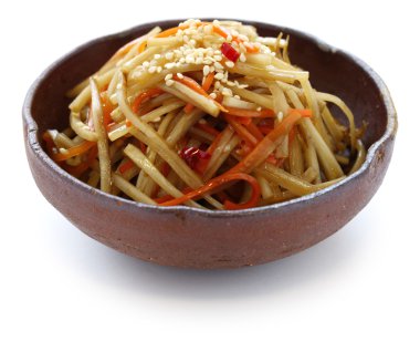 Kinpira gobo, sauteed greater burdock root and carrot, japanese cuisine