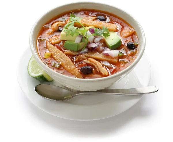 Sopa de tortilla, cocina mexicana —  Fotos de Stock