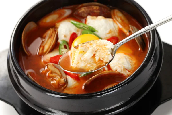 Sundubu jjigae，韩国料理 — 图库照片