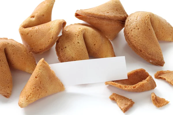 Fortune cookie with blank message on white background — Stock Photo, Image