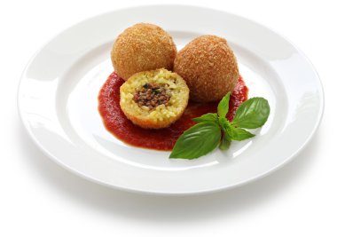 arancini, kızarmış pirinç topları