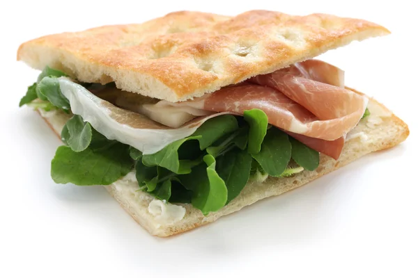 Focaccia panino, italian sandwich — Stock Photo, Image