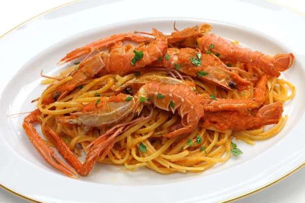 Scampi pasta — Stockfoto