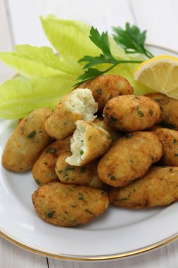 (bacalhau, bacalao) tuz cod börek, kroket