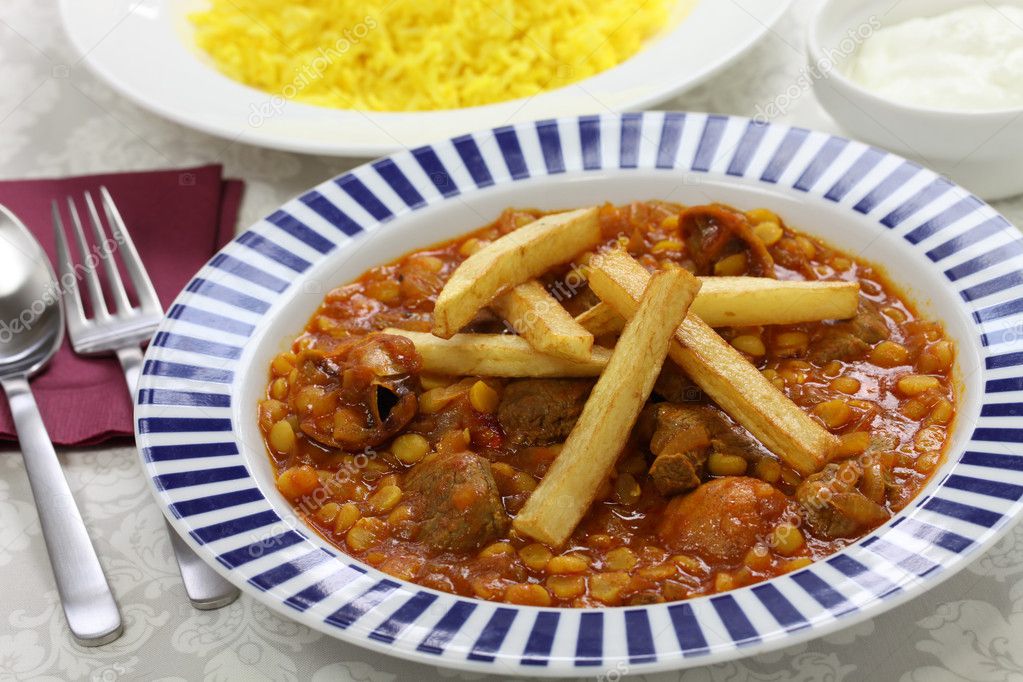 Khoresh gheimeh, persian lamb & yellow split pea stew Stock Photo by