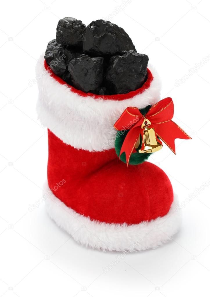 Christmas stocking full of coal