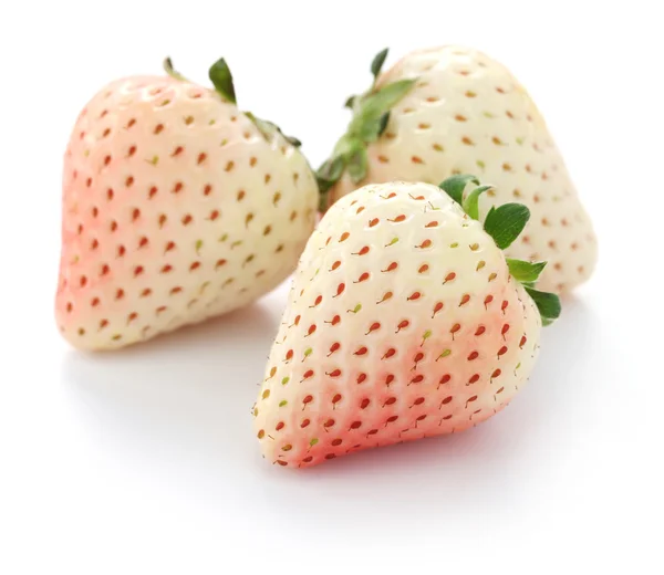 Drie witte aardbeien — Stockfoto