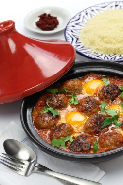 Kofta tajine, kefta tagine, moroccan cuisine clipart