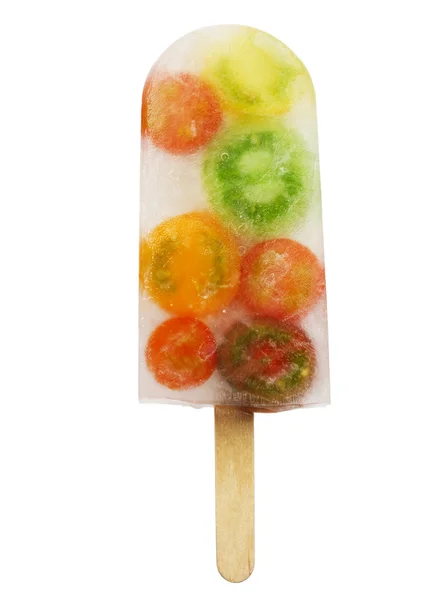 Vega-ice pop, színes koktélparadicsommal — Stock Fotó