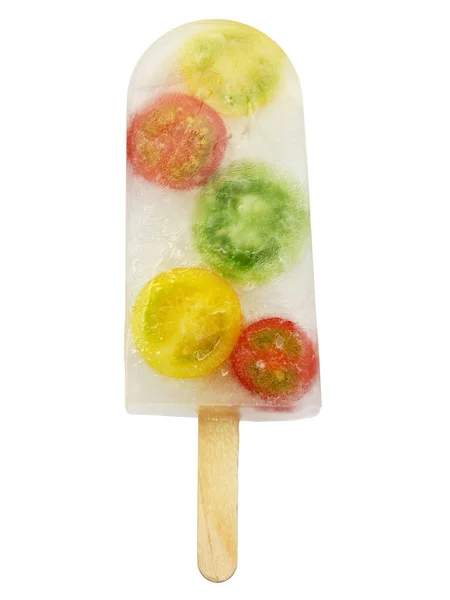 Veggie pop de hielo, coloridos tomates cherry —  Fotos de Stock