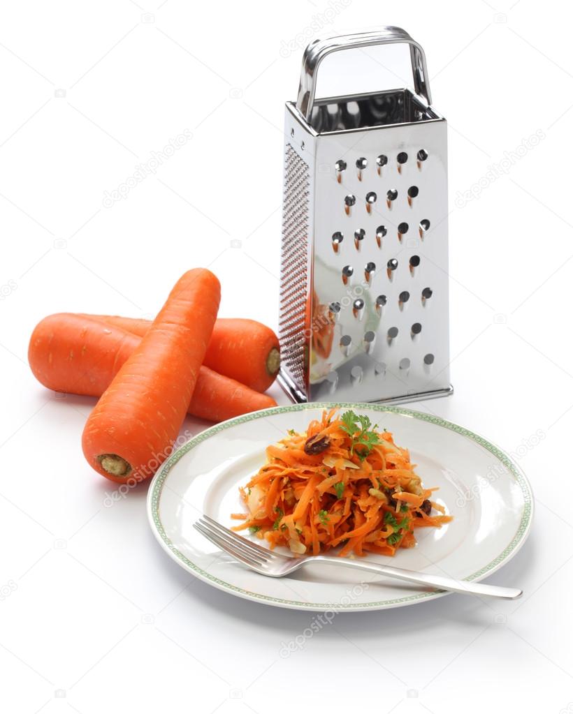 Grated carrot salad(carottes rapees) and grater