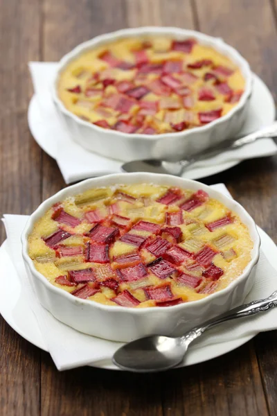 Rhubarb pudding cake — Stock Photo, Image