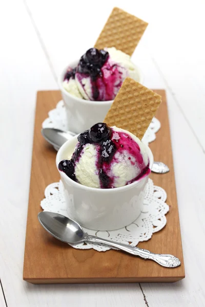 Homemade blueberry ice cream — Stock Photo, Image