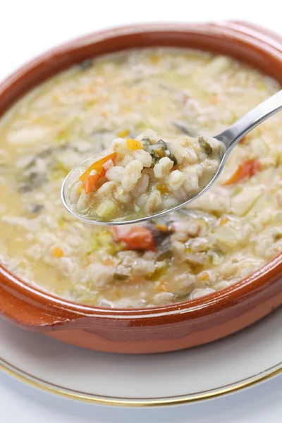 Spelt soup, farro soup, italian cuisine — Stock Image Spelt soup, farro soup, italian cuisine Royalty Free Stock Images