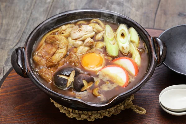 Miso Nikomi Udon Een Japanse Noedelsoep Gestoofd Miso Bouillon Dat — Stockfoto