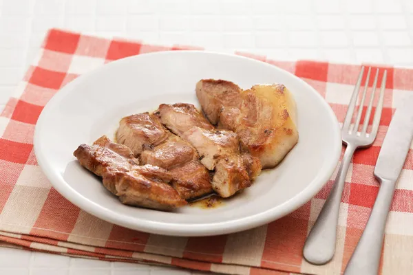 Sautiertes Schweinefleisch Galicischer Kastanienhalsband — Stockfoto