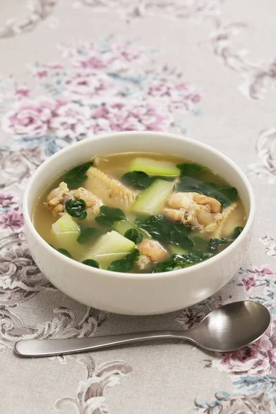 Kuifje Manok Filipijnse Keuken Kip Groene Papaya Moringa Soep — Stockfoto