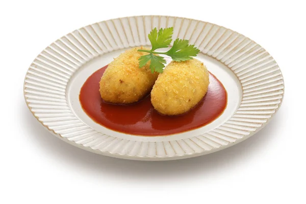 Japanese creamy croquettes that contents are crab meat and bechamel sauce. — Stock Photo, Image