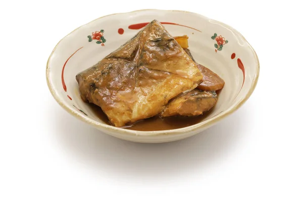 Sgombro Bollito Con Salsa Miso Cibo Giapponese — Foto Stock