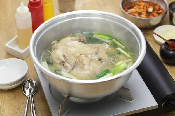 Whole Chicken Soup Hotpot Korean Cuisine — Stock Photo, Image